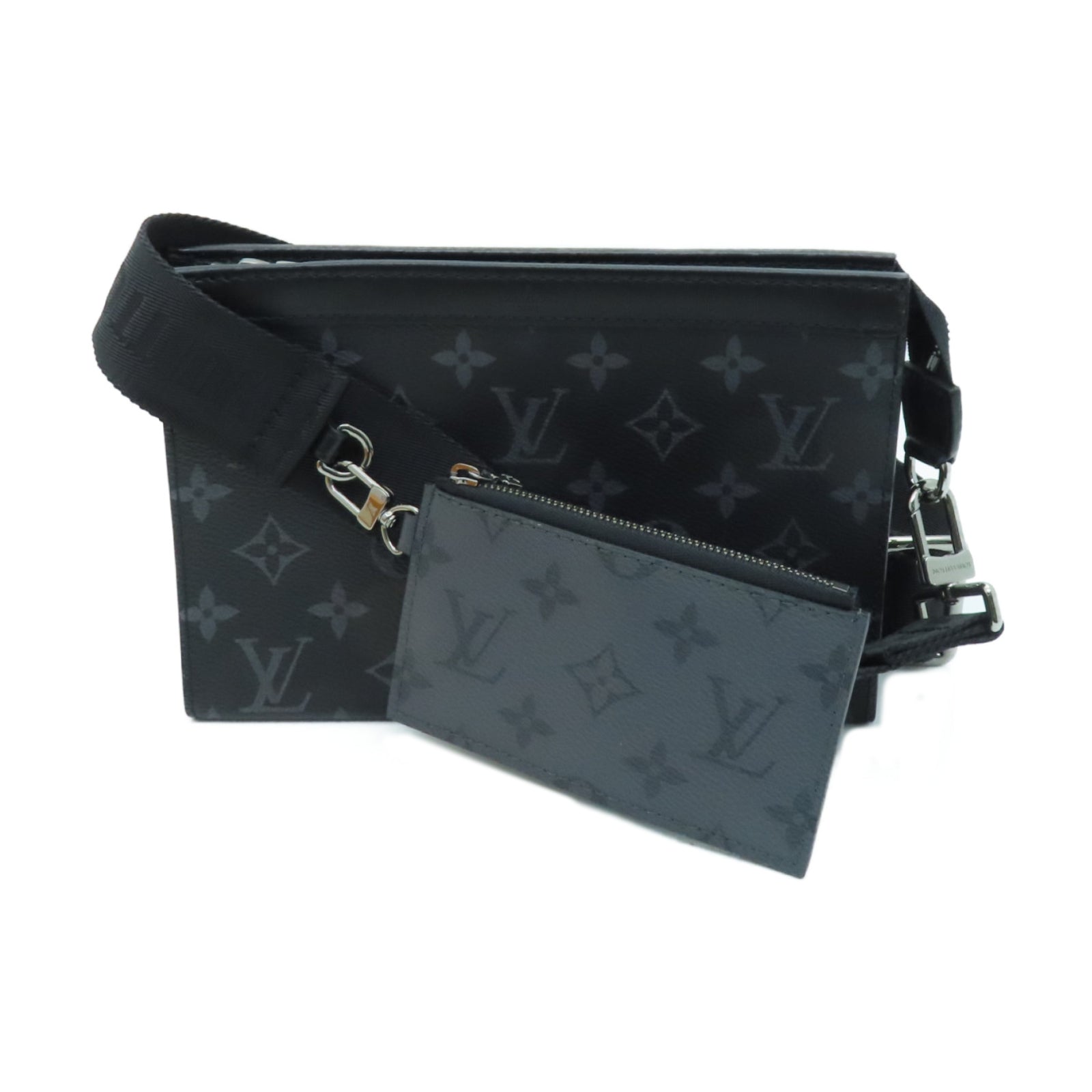 LOUIS VUITTON Monogram Eclipse Travel Bag silver buckle handle shoulde –  Brand Off Hong Kong Online Store