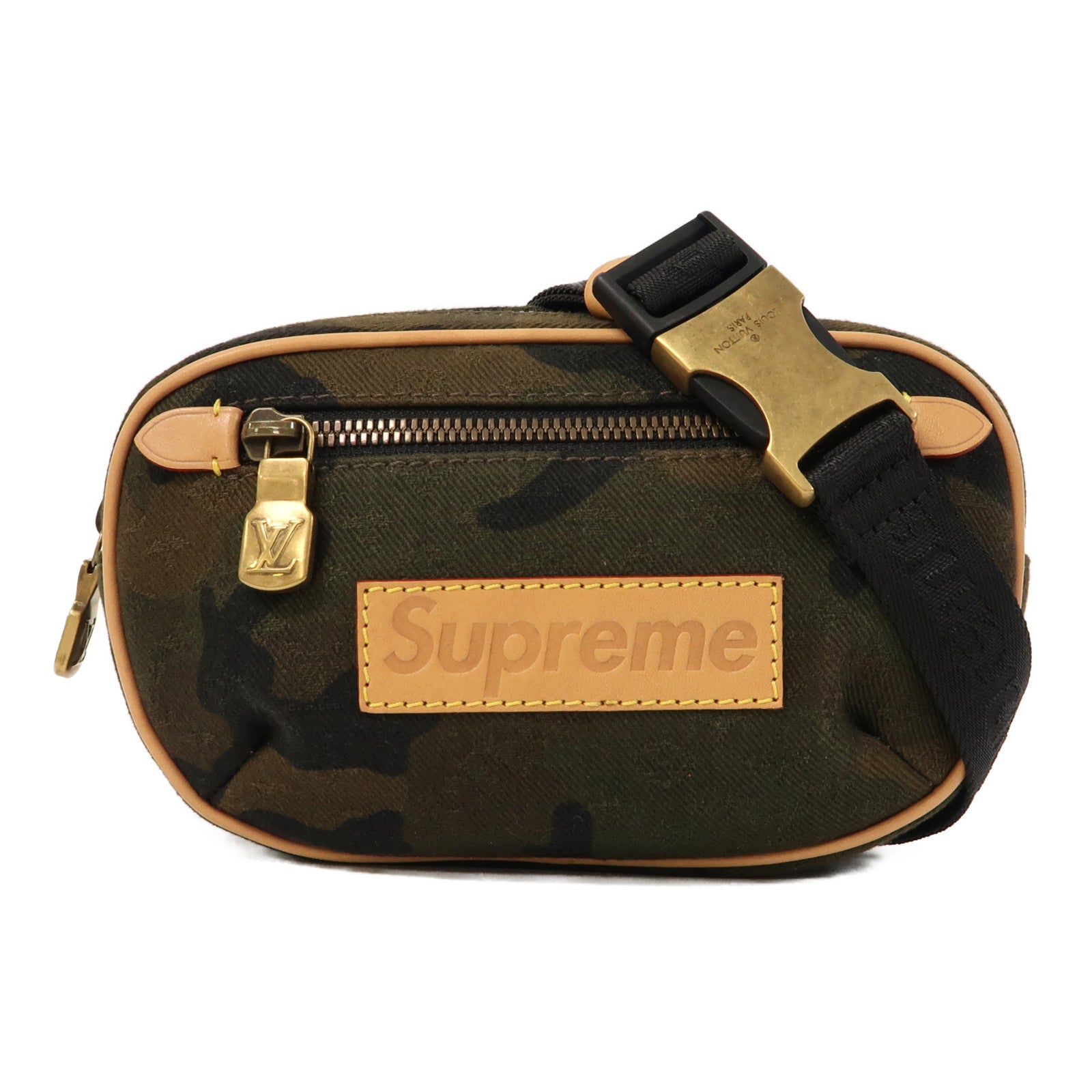 LOUIS VUITTON 帆布Supreme Camouflage Body Bag金扣肩背袋綠色