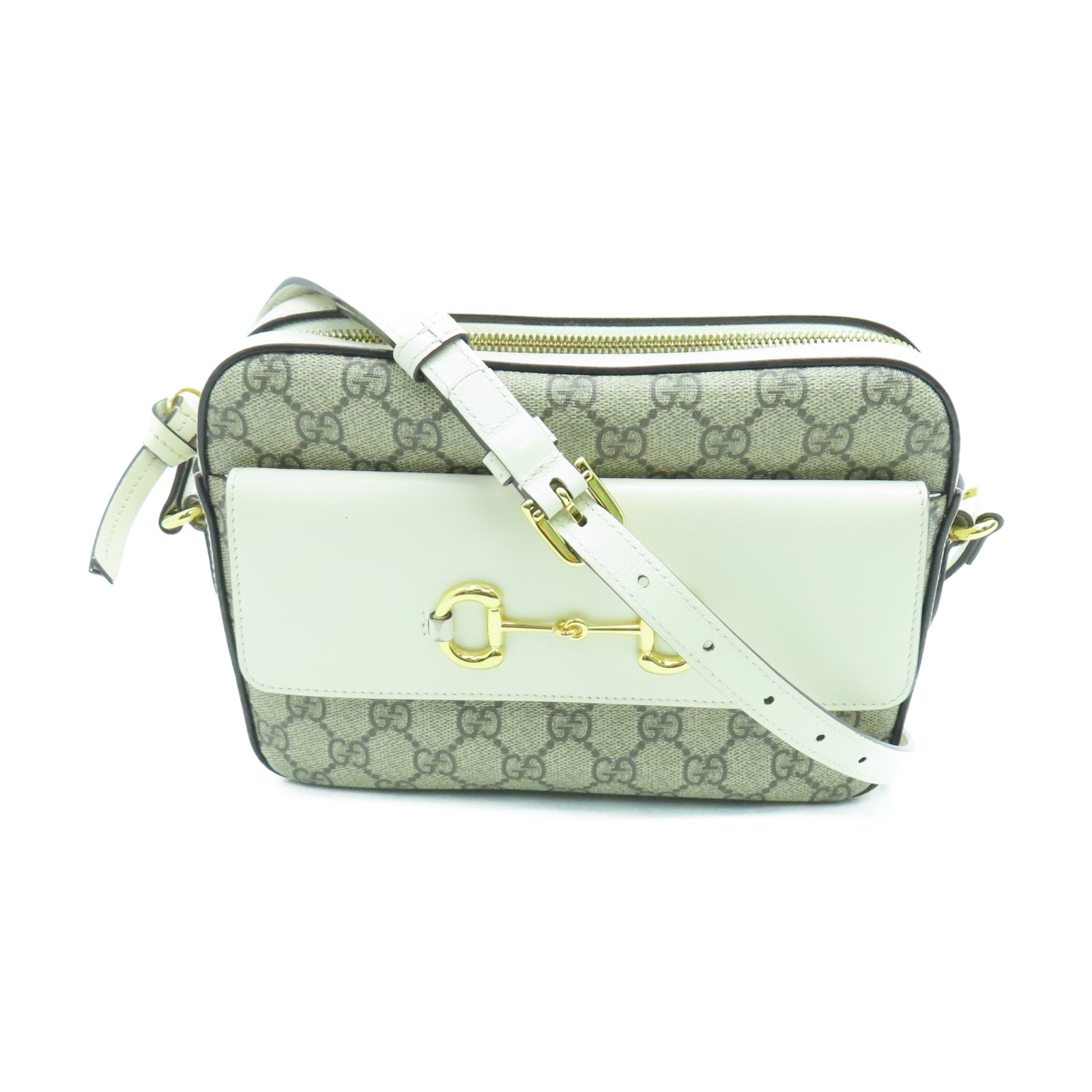 GUCCI PVC coated canvas Shoulder Bag gold buckle shoulder bag