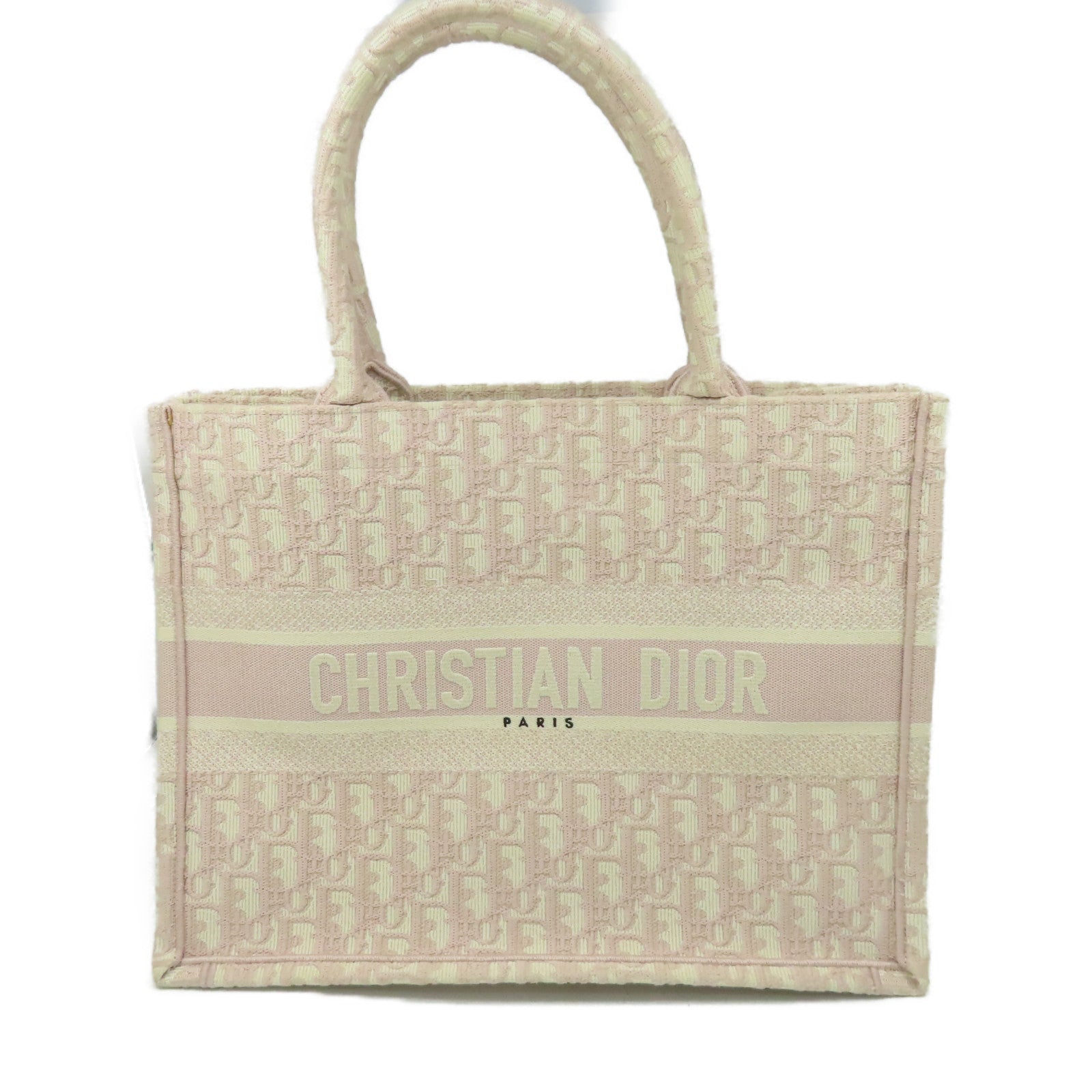 Dior 帆布Book Tote Medium手挽袋粉紅色/米色