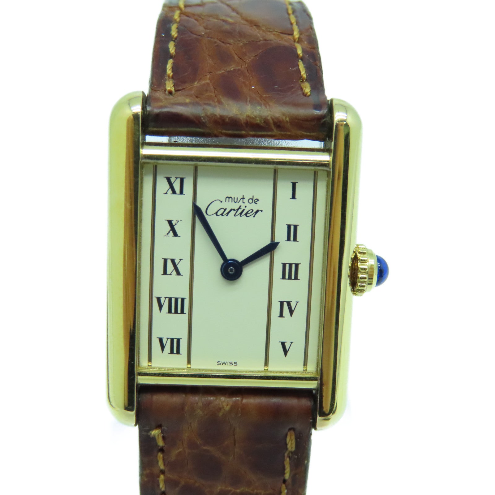 Must de cartier 2025 watch leather strap