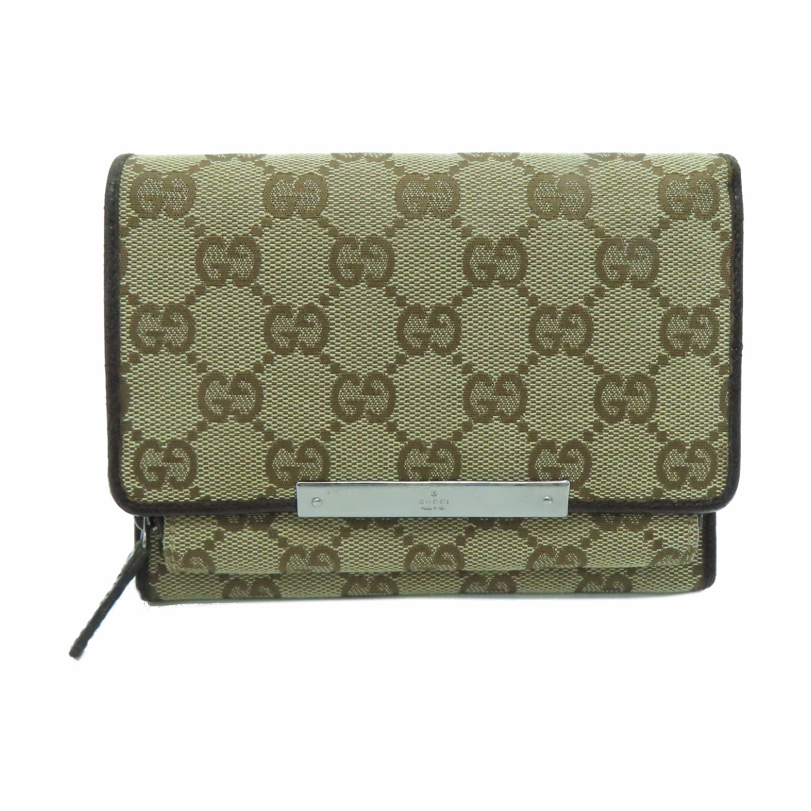 GUCCI Canvas Wallet Gold Buckle Wallet Beige Brand Off Hong Kong