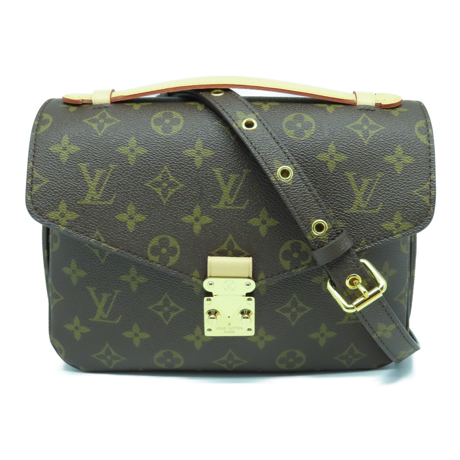 Louis Vuitton Monogram Buckle Flap Pochette Bag Brown