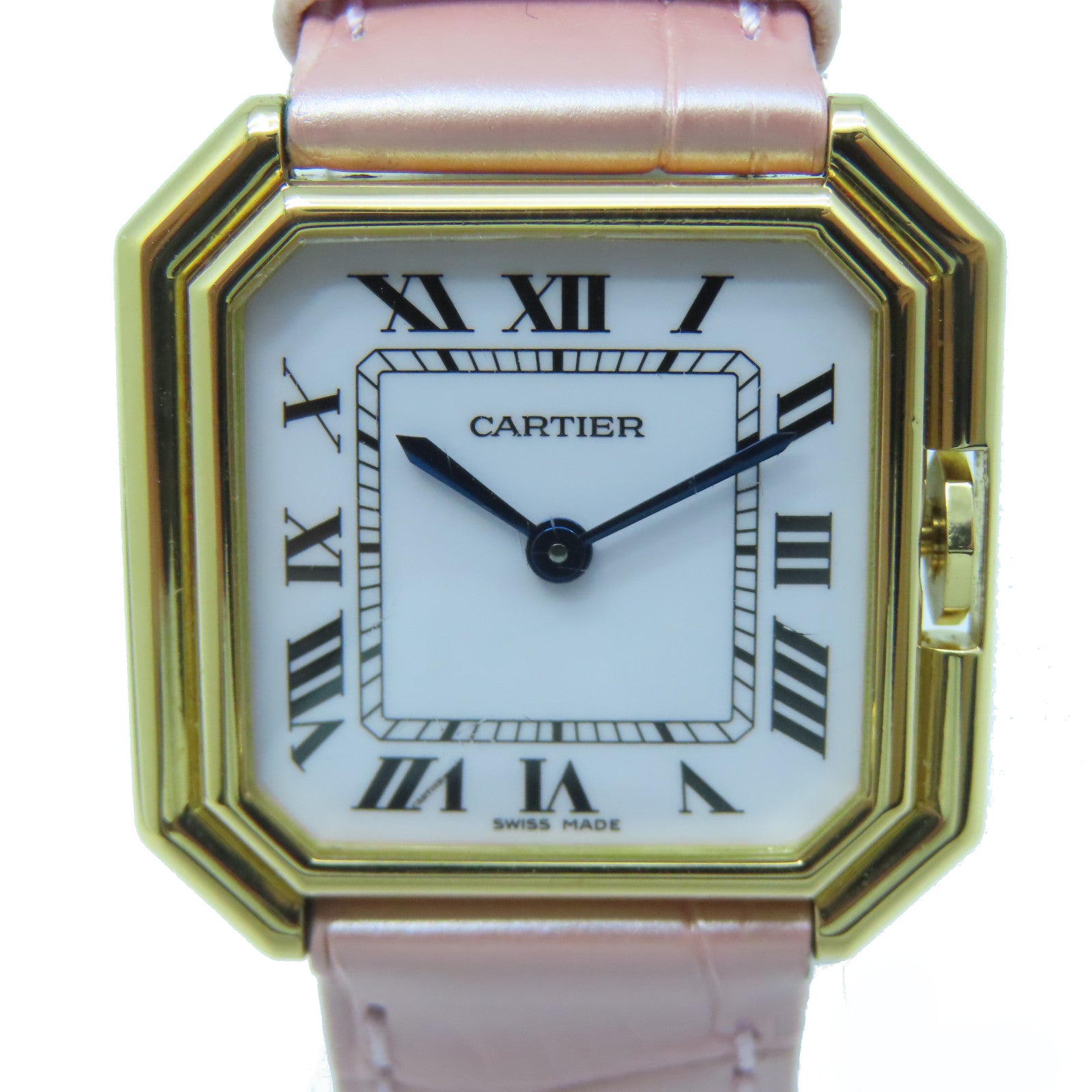 CARTIER Ceinture 18K Gold Leather Band Watch Quartz Movement Pink