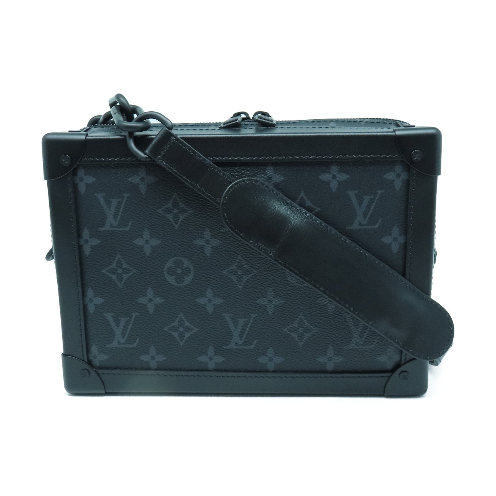 NEW Louis Vuitton Black Monogram Logo Soft Box Eclipse Trunk Shoulder Bag  M44730