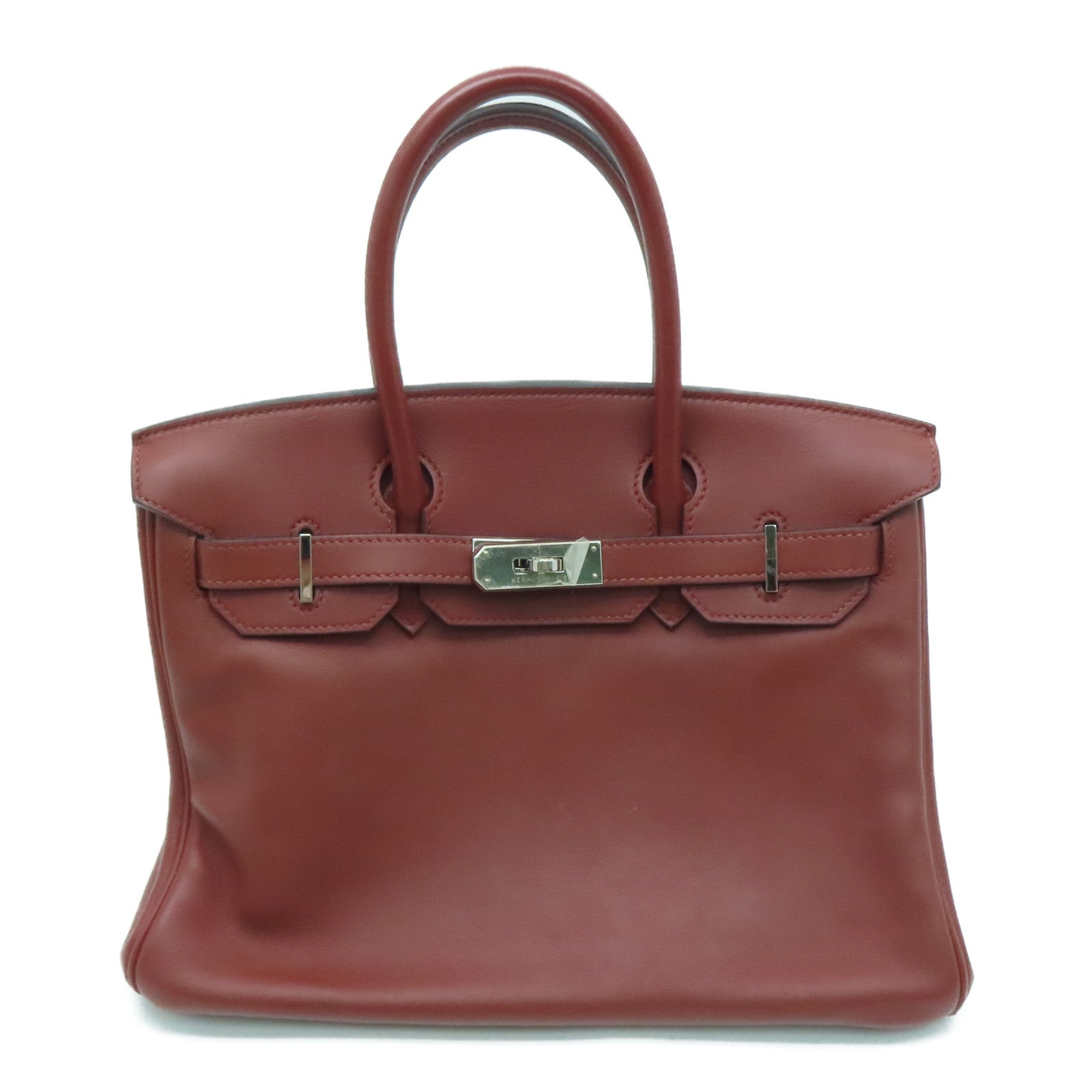 HERMES [Sharp Discount] Swift Leather Birkin 30 Silver Buckle Hand Bag  Rough H/Brown