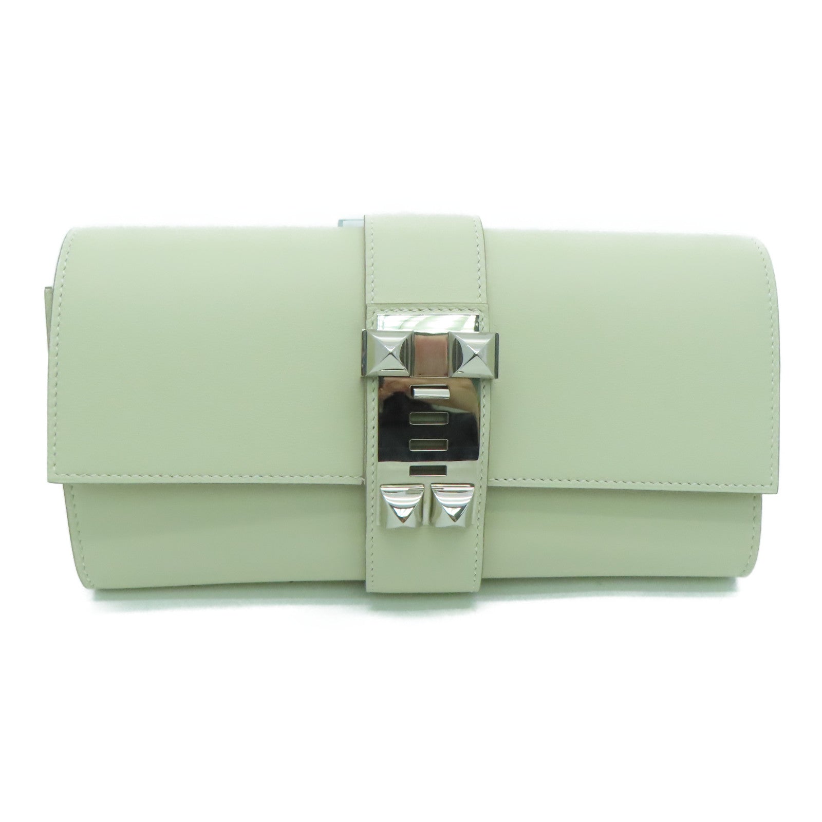 HERMES Tadelakt Medor 23 Clutch Vert Fonce 1276660