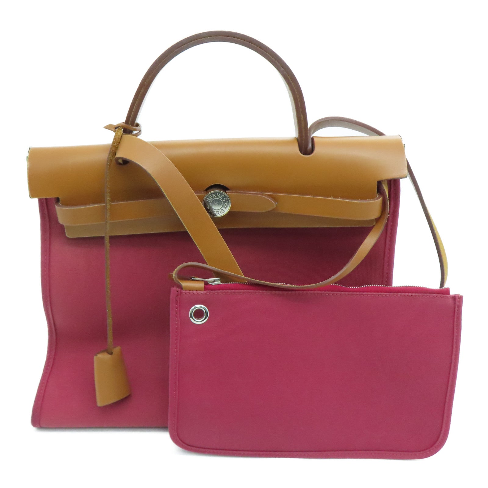 HERMES Tote Bag With pouch Herbag Zip PM 2WAYShoulder Bag Hand Bag pink