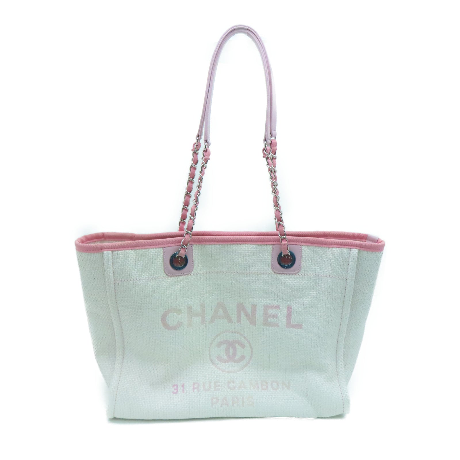 Chanel pink clearance canvas tote