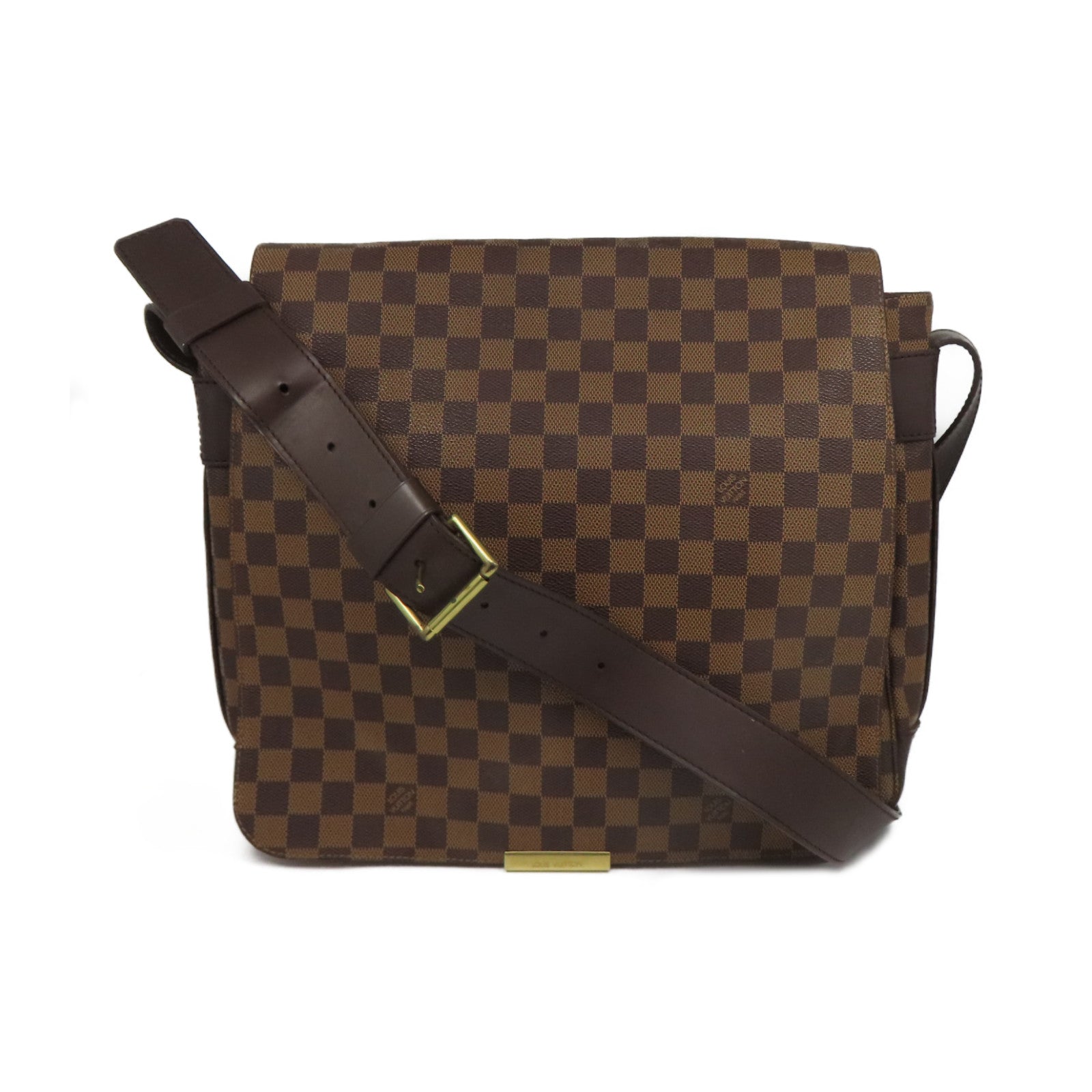 LOUIS VUITTON Damier Bastille Gold Buckle Shoulder Bag Brown