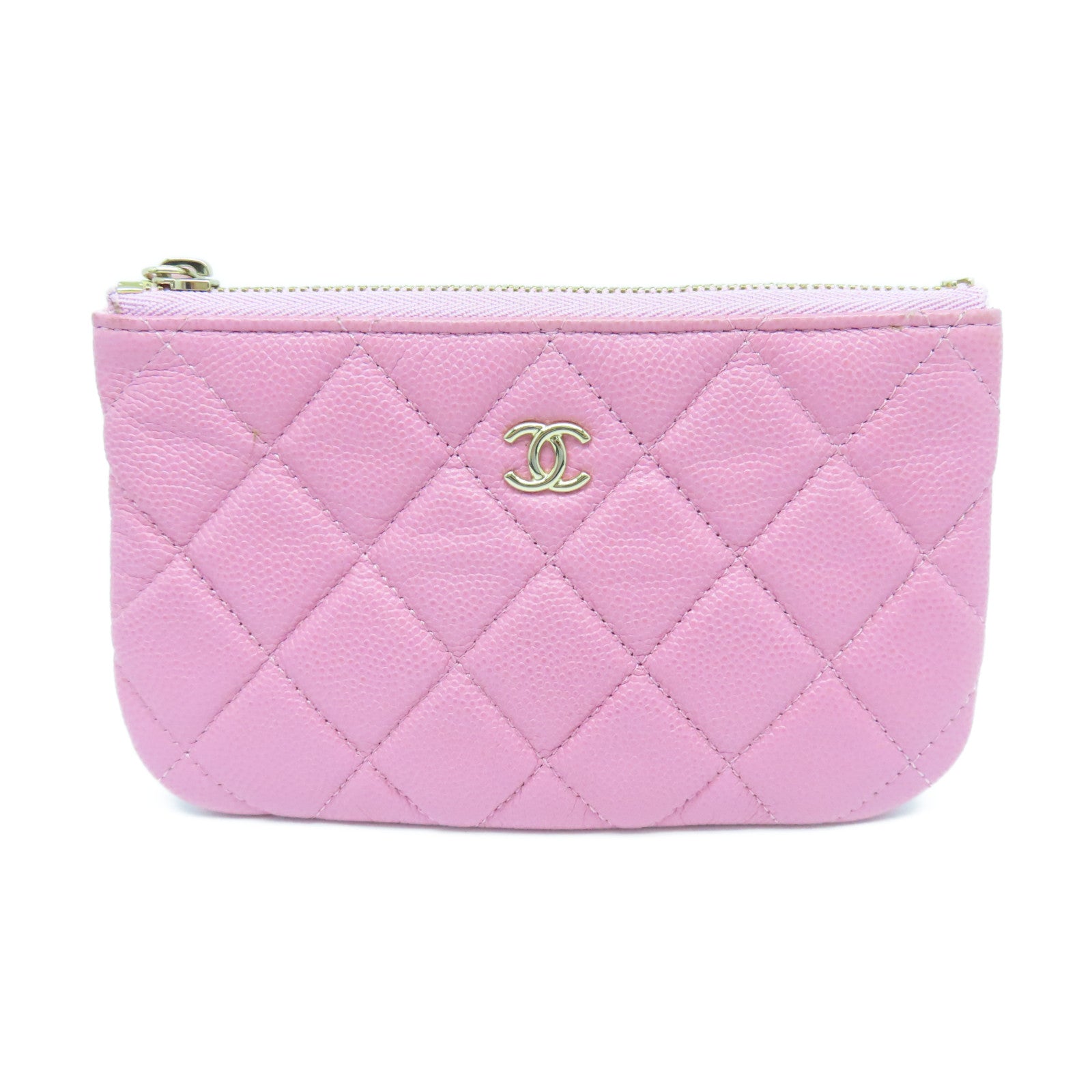 CHANEL, Bags, Soldchanel Gold Pink O Case Pouch Clutch