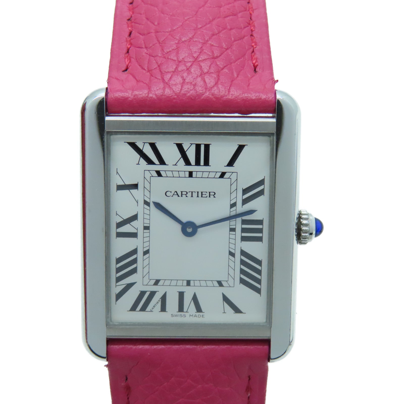 CARTIER Tank Solo Quartz Watch Stainless Steel Belt Quartz Watch Pink