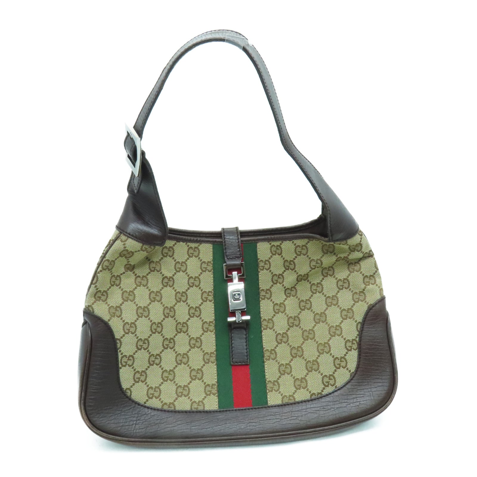 GUCCI canvas Shoulder Bag shoulder bag silver buckle brown Brand