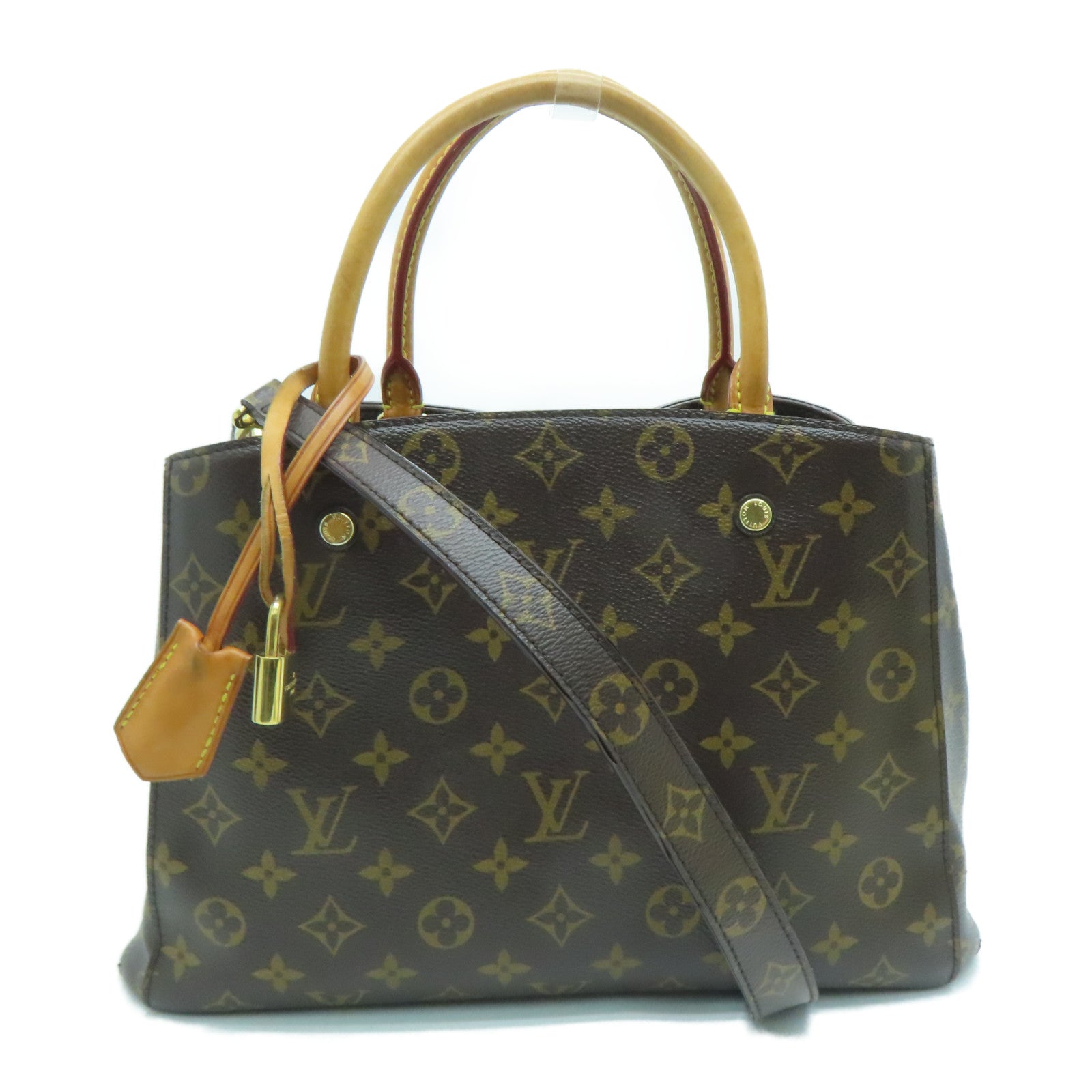 LOUIS VUITTON Montaigne MM Monogram Canvas Shoulder Bag Brown