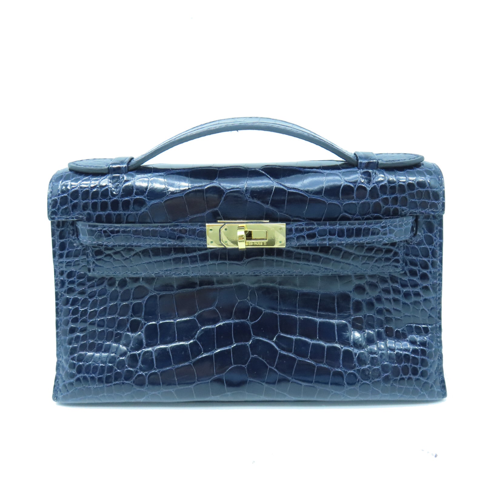 HERMES Crocodile Leather Kelly Pochette Gold Buckle Handle Bag Black –  Brand Off Hong Kong Online Store