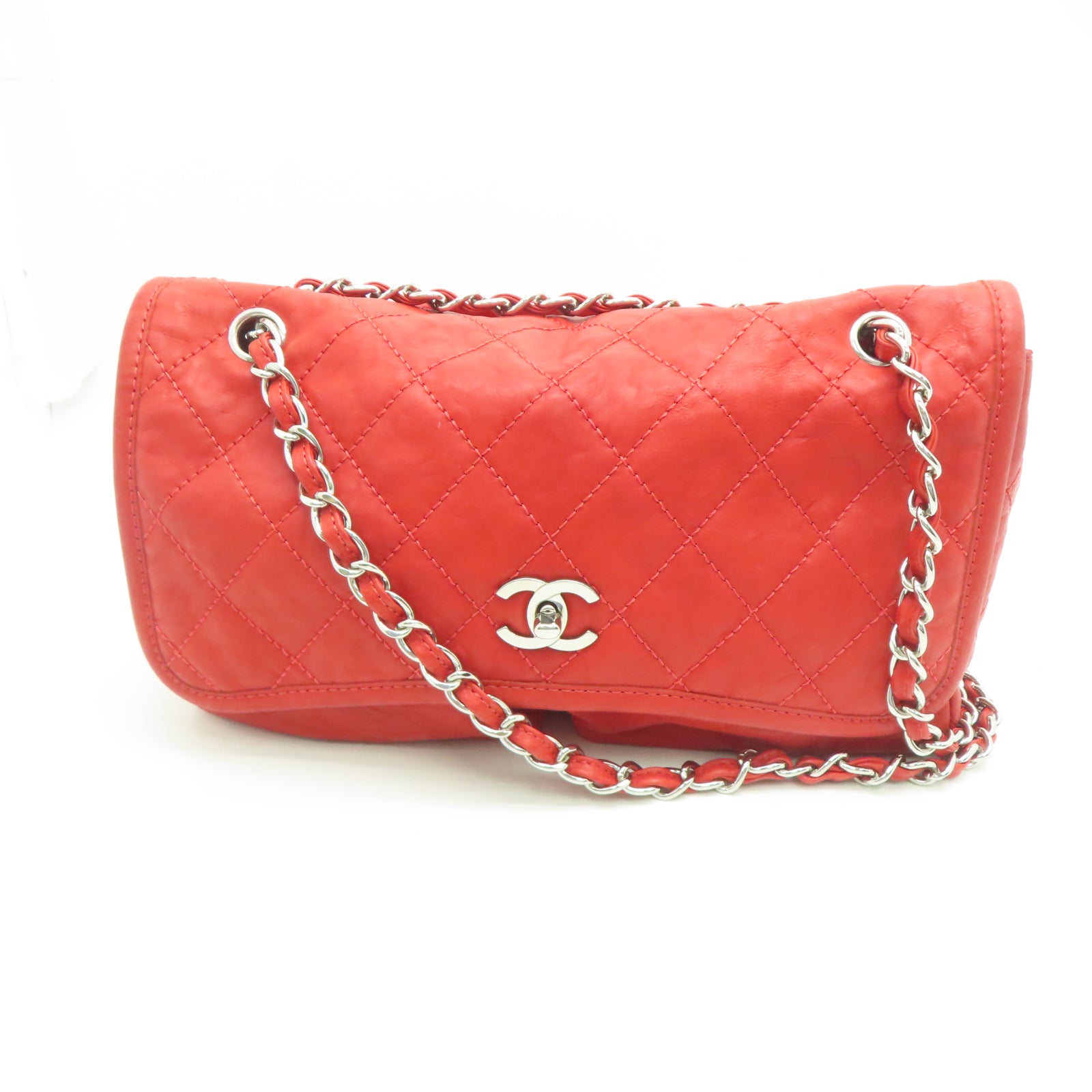 Chanel red shoulder on sale bag