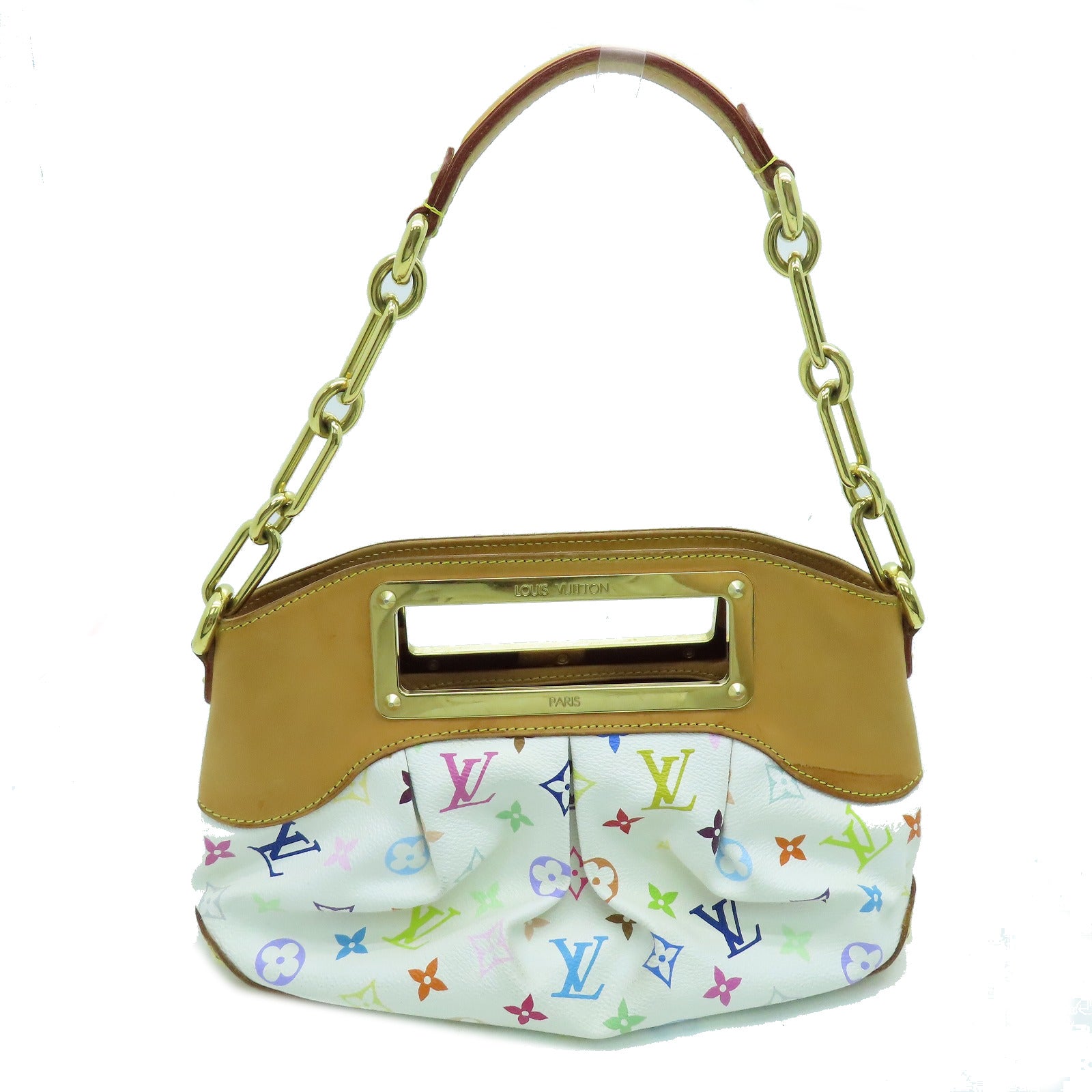 LOUIS VUITTON Monogram Multicolore Judy PM 2 way Shoulder Bag Gold Buckle  Handle Shoulder Bag White