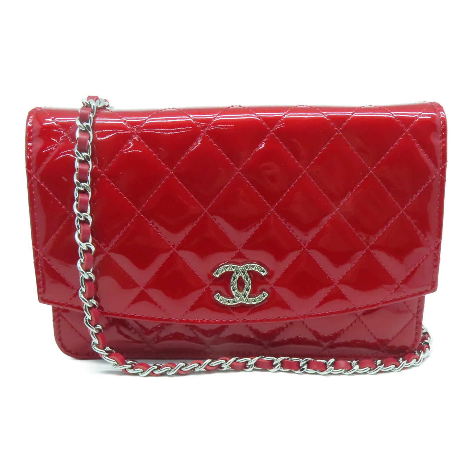 Chanel wallet on on sale chain patent leather