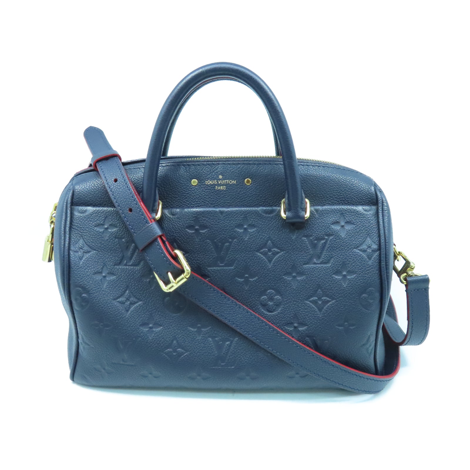 LOUIS VUITTON Monogram Empreient Speedy 25 Bandouliere Gold Buckle Hand Bag Blue