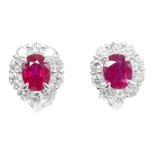 JEWELRY 【激減優惠】18K白金/14K白金Ruby Diamond Earrings 1.123ct/1.071ct紅寶石/1.19ct鑽石耳環