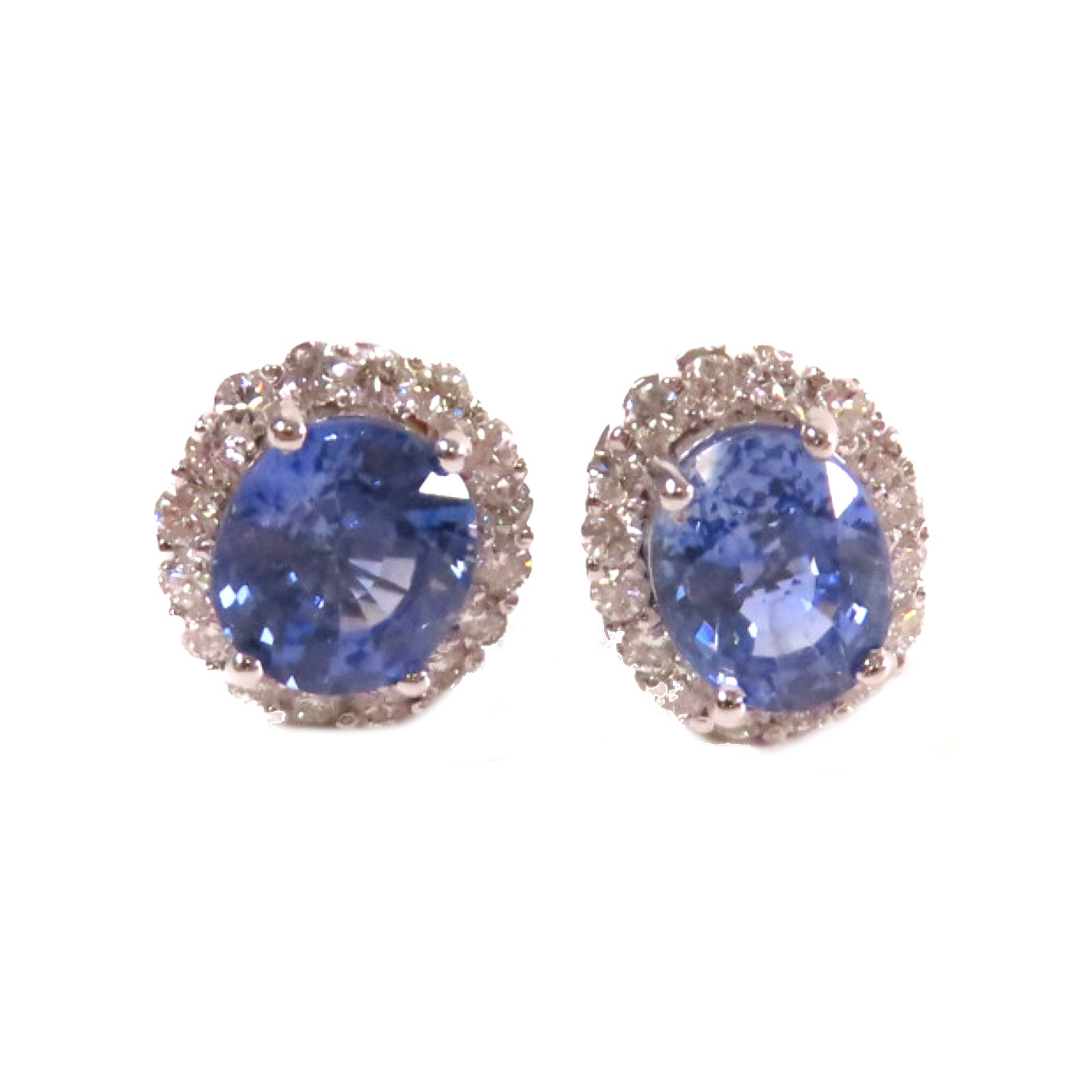 JEWELRY 18K白金/3.42ct藍寶石/0.66ct鑽石Sapphire Earrings耳環