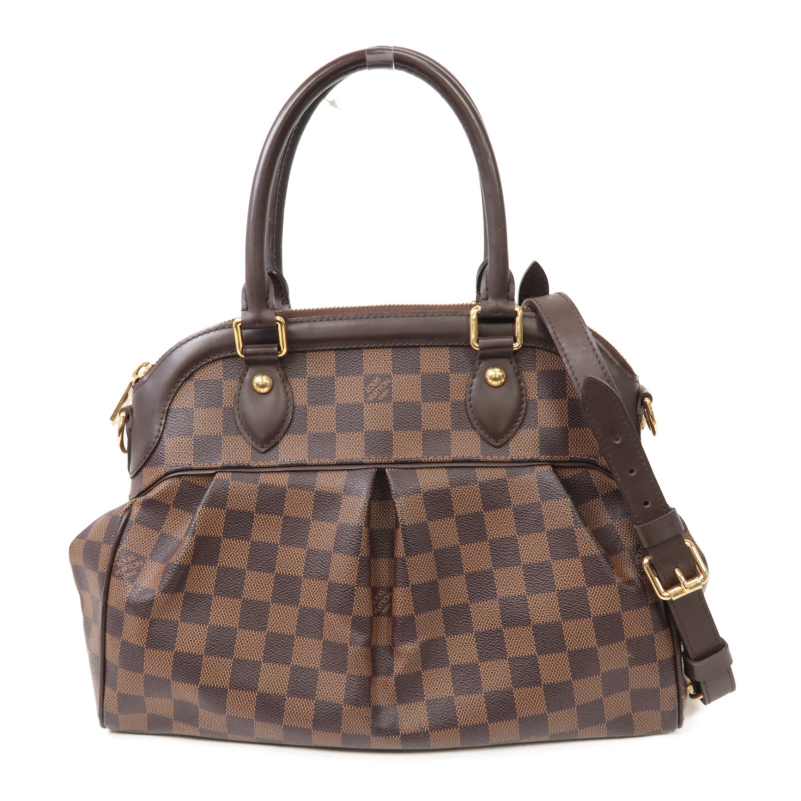 LOUIS VUITTON Damier Trevi金扣手挽肩背兩用袋棕色