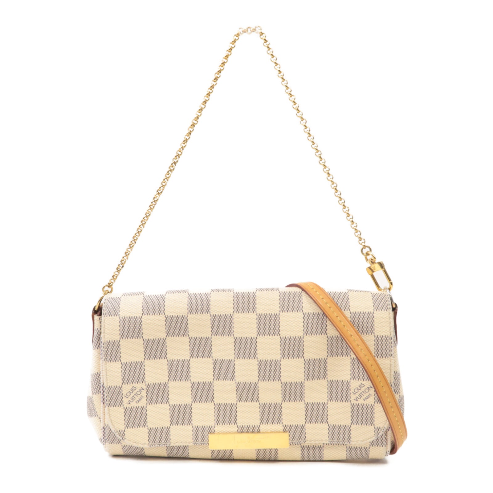 LOUIS VUITTON Damier Azur Favorite PM金扣肩背袋白色