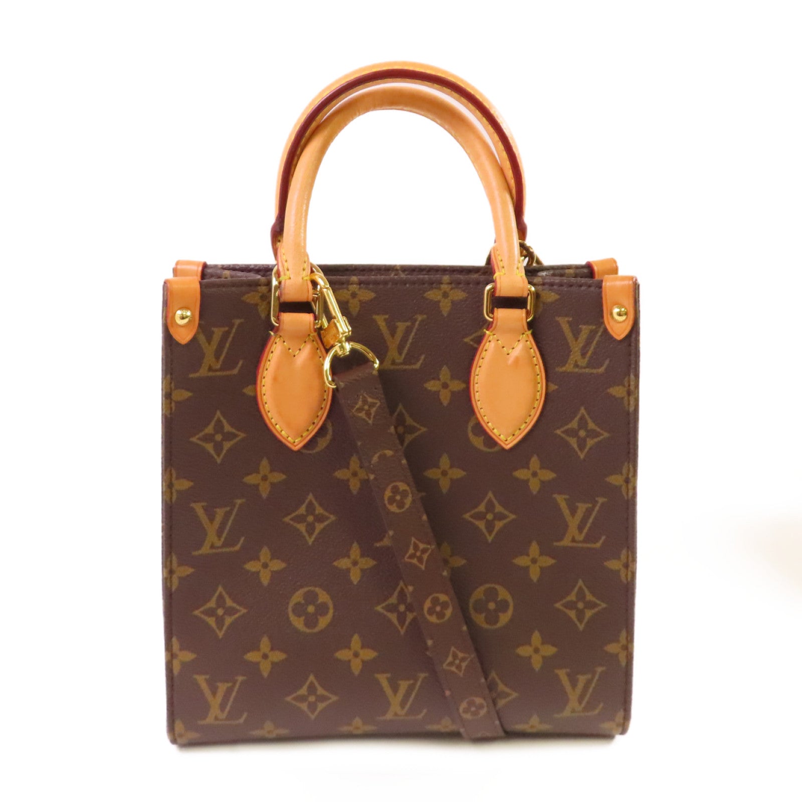 LOUIS VUITTON Monogram Sac Plat BB 2Way Tote Bag金扣手挽肩背兩用袋啡色