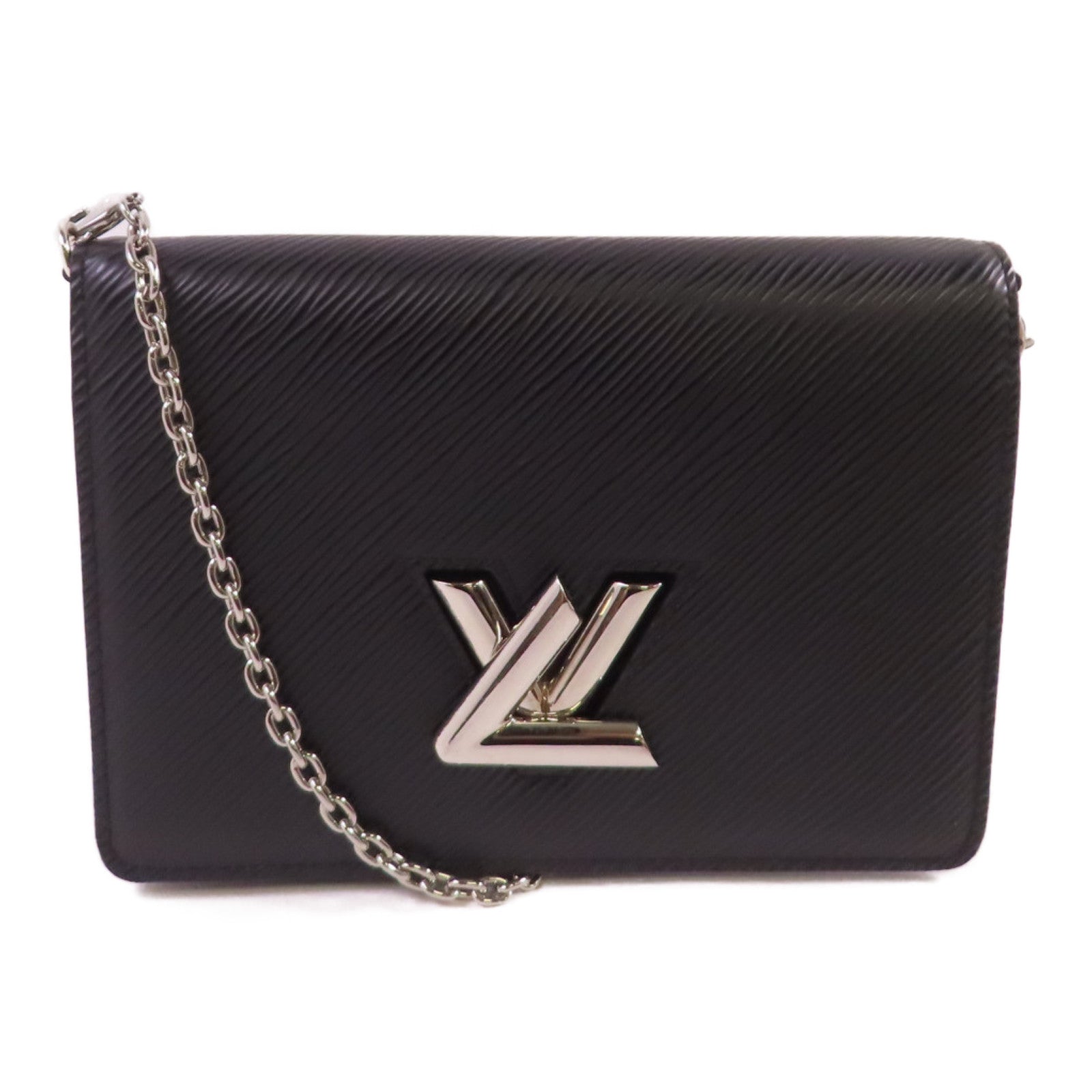 LOUIS VUITTON Epi Twist Belt Chain Wallet Shoulder Bag銀扣鏈帶肩背袋黑色