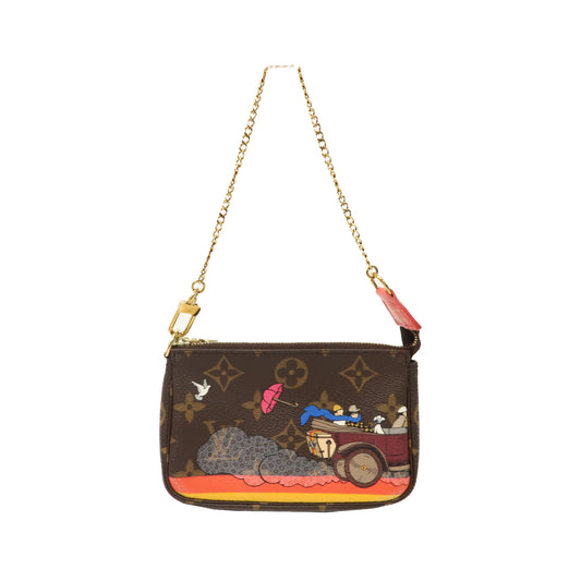 LOUIS VUITTON 【激減優惠】Monogram Mini Pochette Accessoires Chain Pouch金扣鏈帶手拿包啡色/彩色