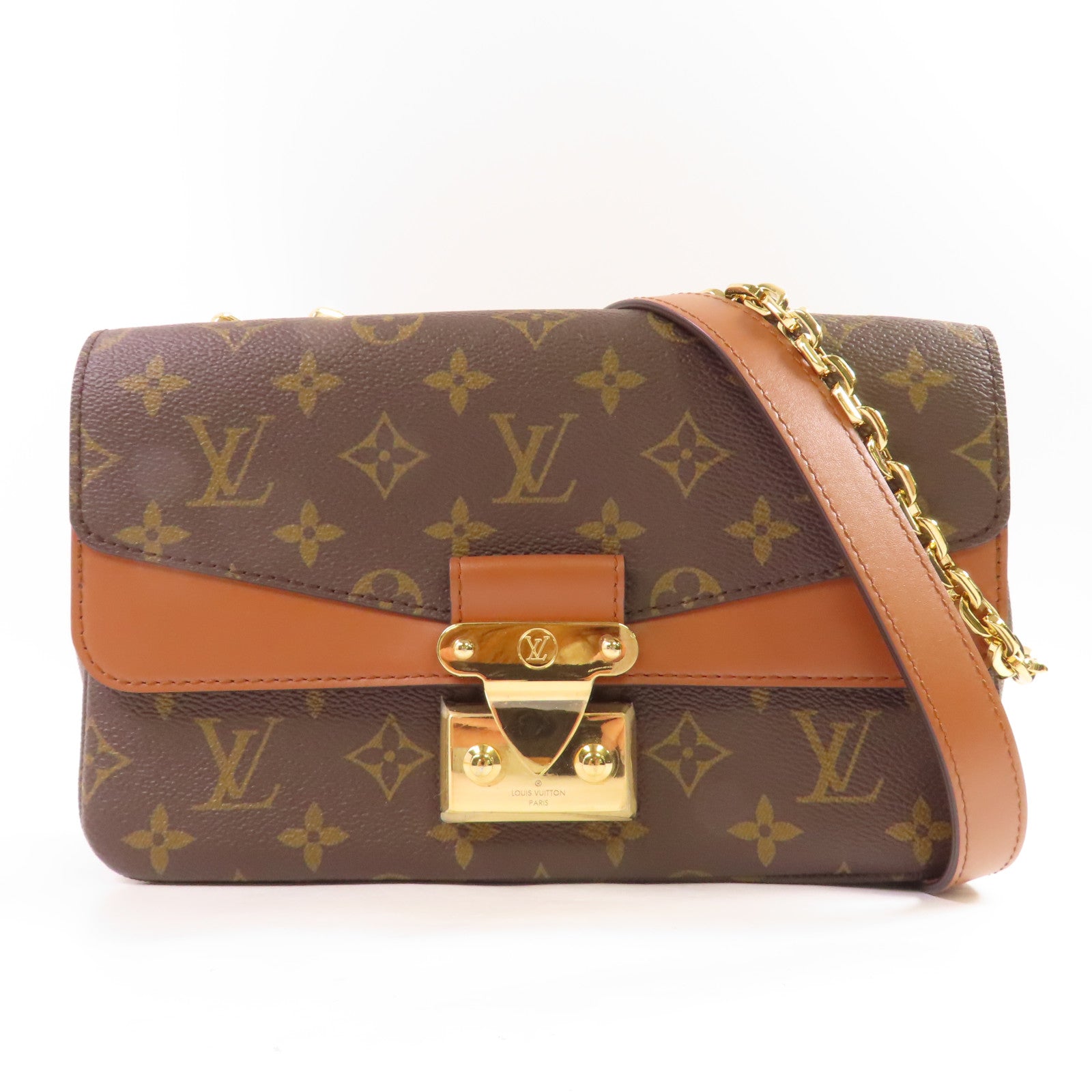 LOUIS VUITTON Monogram Marceau金扣鏈帶肩背袋啡色