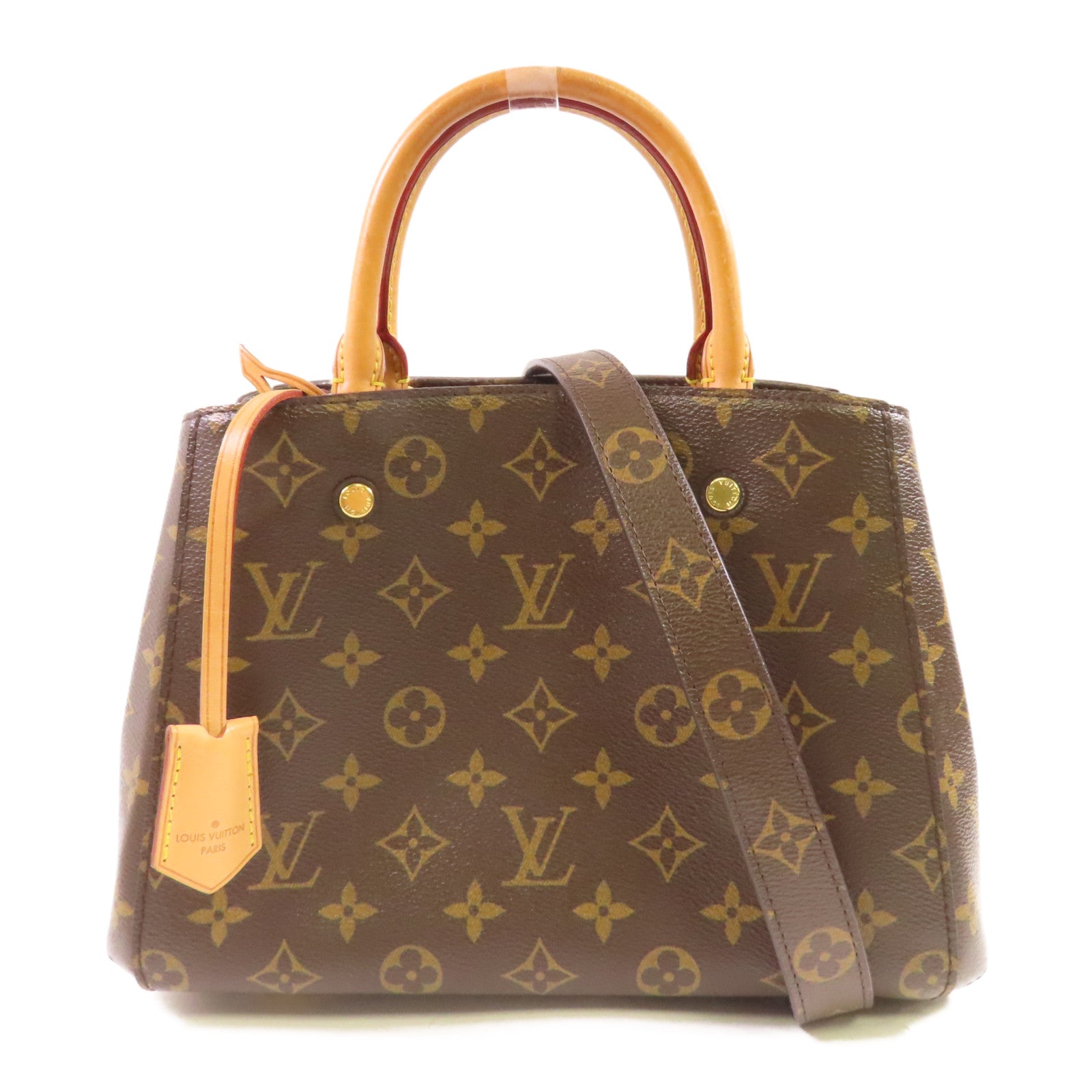 LOUIS VUITTON Monogram Montaigne BB金扣手挽肩背兩用袋啡色