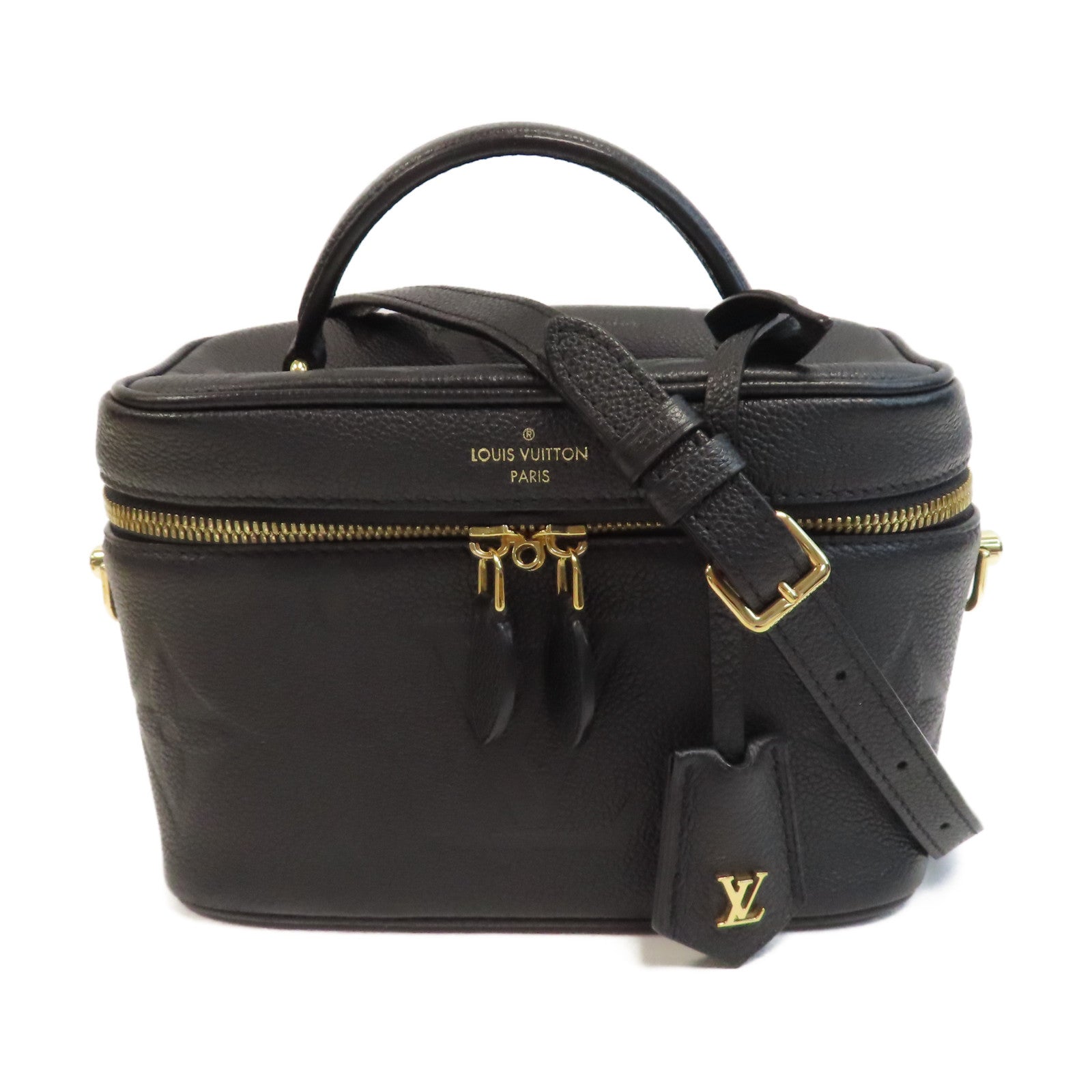 LOUIS VUITTON Monogram Empreinte Vanity PM金扣鏈帶手挽肩背兩用袋黑色