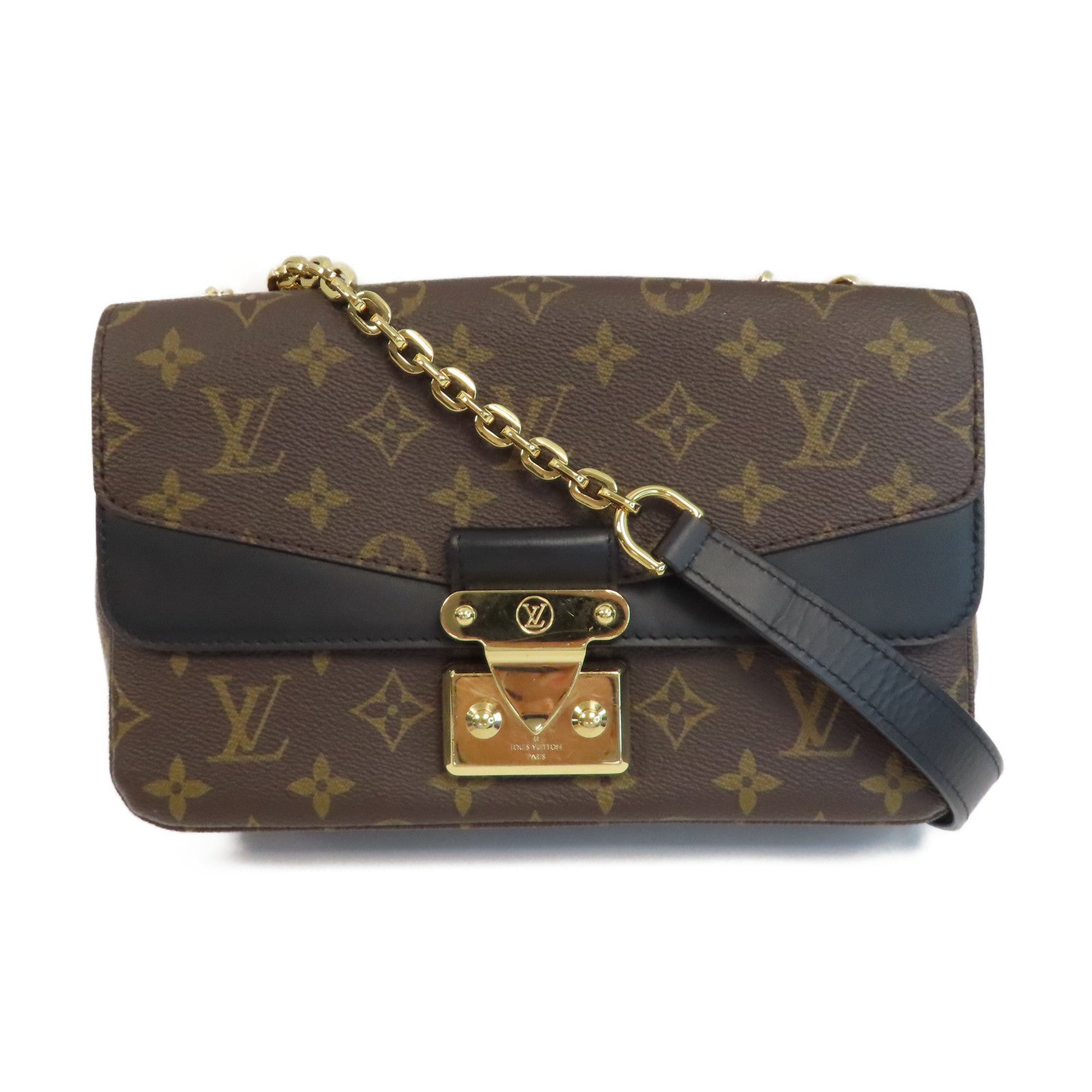 LOUIS VUITTON Monogram Marceau金扣鏈帶肩背袋啡色