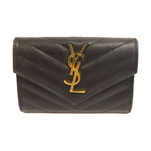 SAINT LAURENT 牛皮皮革Card Case金扣卡片套黑色