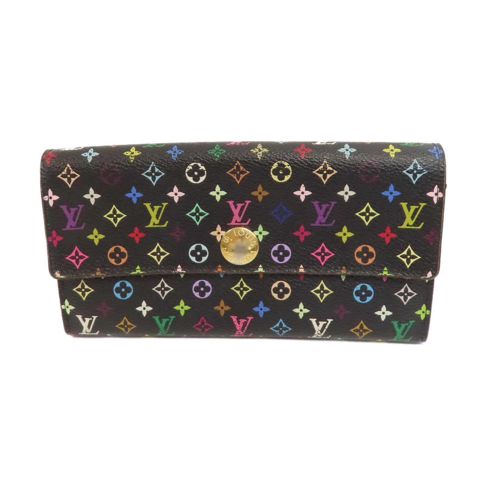 LOUIS VUITTON Monogram Multicolore Long Wallet金扣長錢包黑色