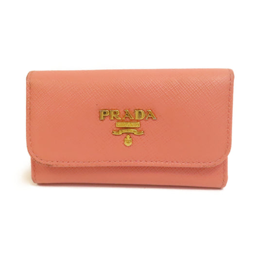 PRADA 牛皮皮革Key Case金釦鎖匙包粉紅色