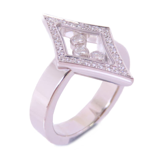 Chopard 18K白金/0.13ct/0.17ct鑽石Happy Diamond Square Ring戒指US#5.5