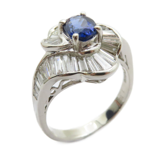 JEWELRY 【激減優惠】PT900鉑金Sapphire Diamond Ring 1.1ct藍寶石/1.5ct鑽石戒指US#8