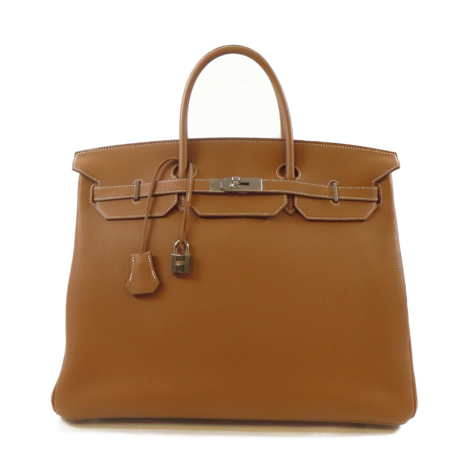 HERMES Togo皮革Birkin 40銀扣手挽袋 Gold/金色/啡色