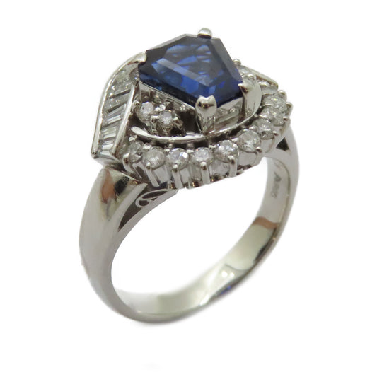 JEWELRY 【激減優惠】PT900鉑金Sapphire Diamond Ring 1.98ct藍寶石/0.81ct鑽石戒指US#4.5