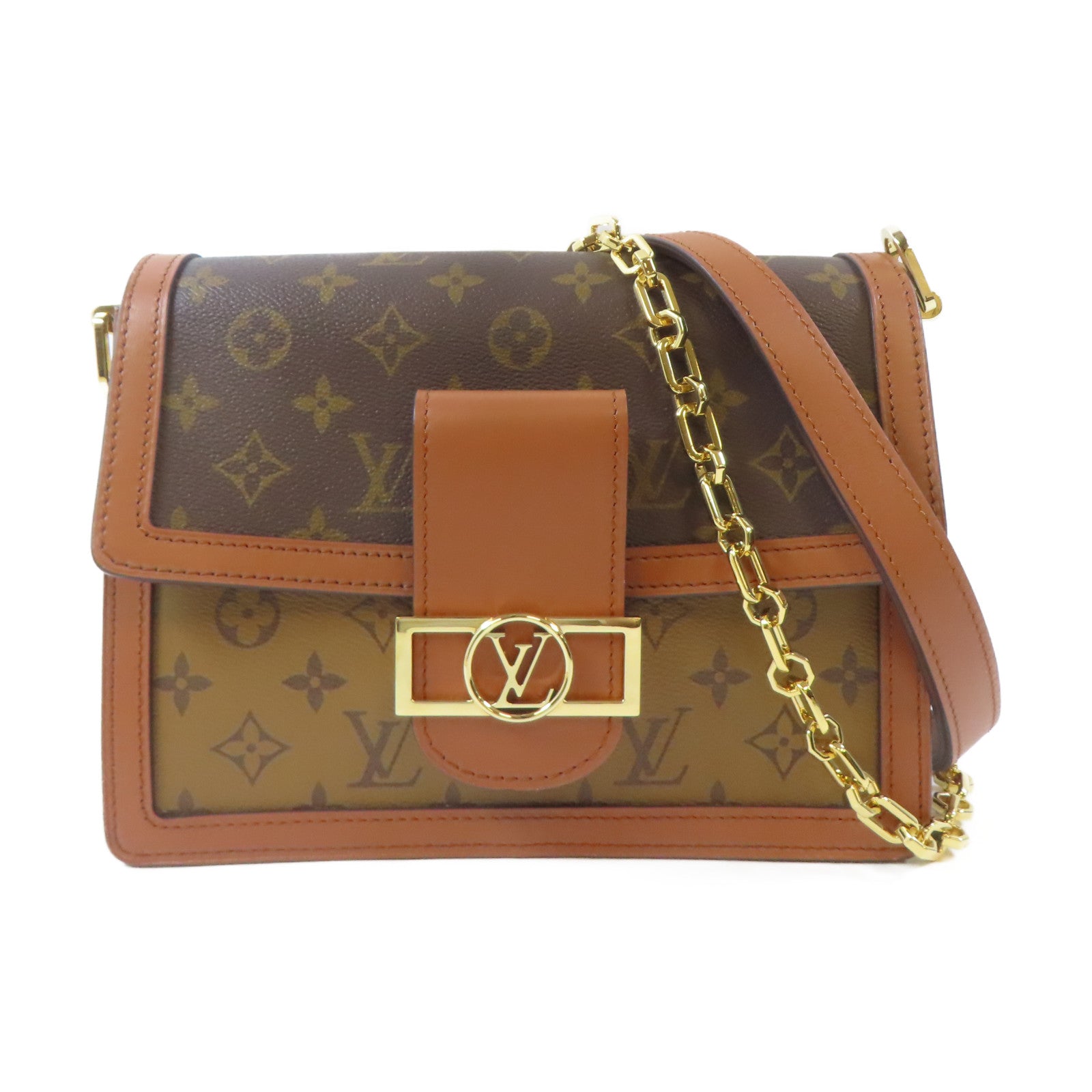 LOUIS VUITTON Monogram Dauphine MM金扣手挽肩背兩用袋啡色