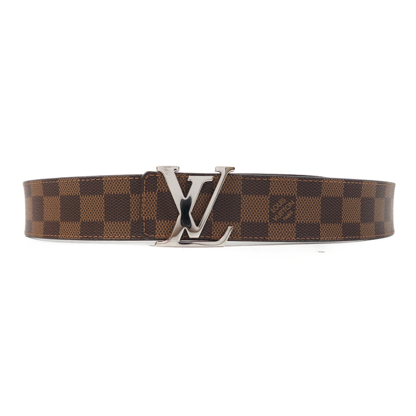 LOUIS VUITTON Damier Ebene Initiales 40mm Belt銀扣皮帶啡色