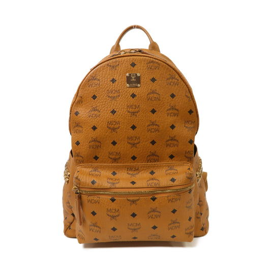 MCM 【激減優惠】皮革Stark Side Studs Backpack金扣背包啡色