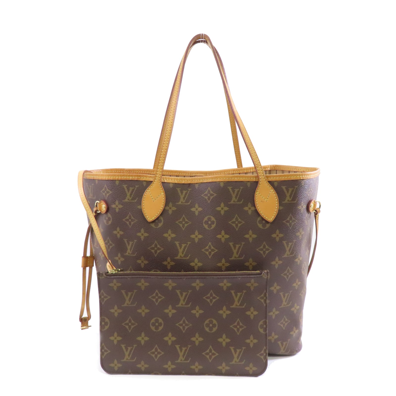 LOUIS VUITTON Monogram Neverfull MM金扣肩背袋啡色