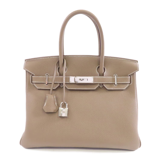 HERMES Togo皮革Birkin30銀扣手挽袋Etoupe/米灰色