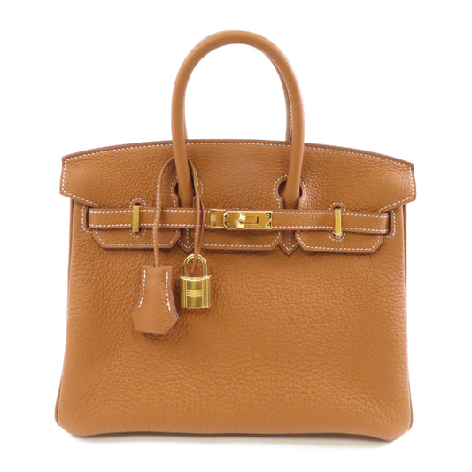 HERMES Togo皮革Birkin25金扣手挽袋Gold/棕色