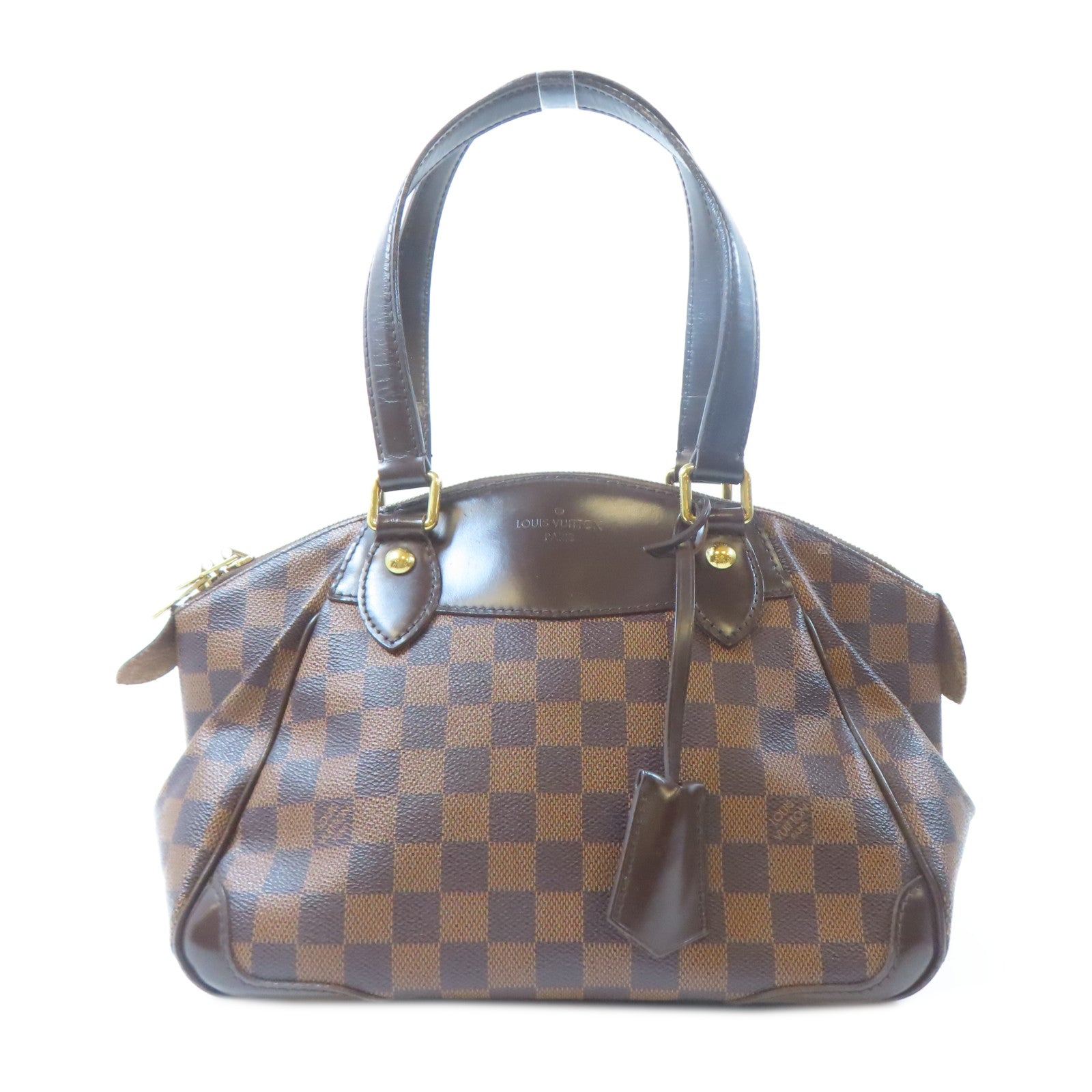 LOUIS VUITTON Damier Ebene Verona PM金扣手挽袋啡色