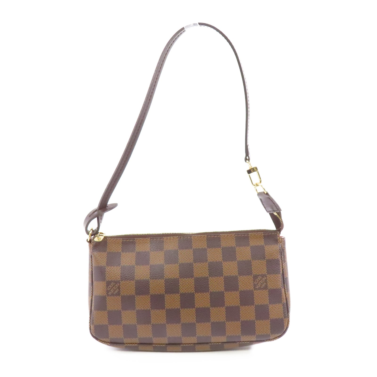 LOUIS VUITTON Damier Pochette Accessories金扣手挽袋啡色