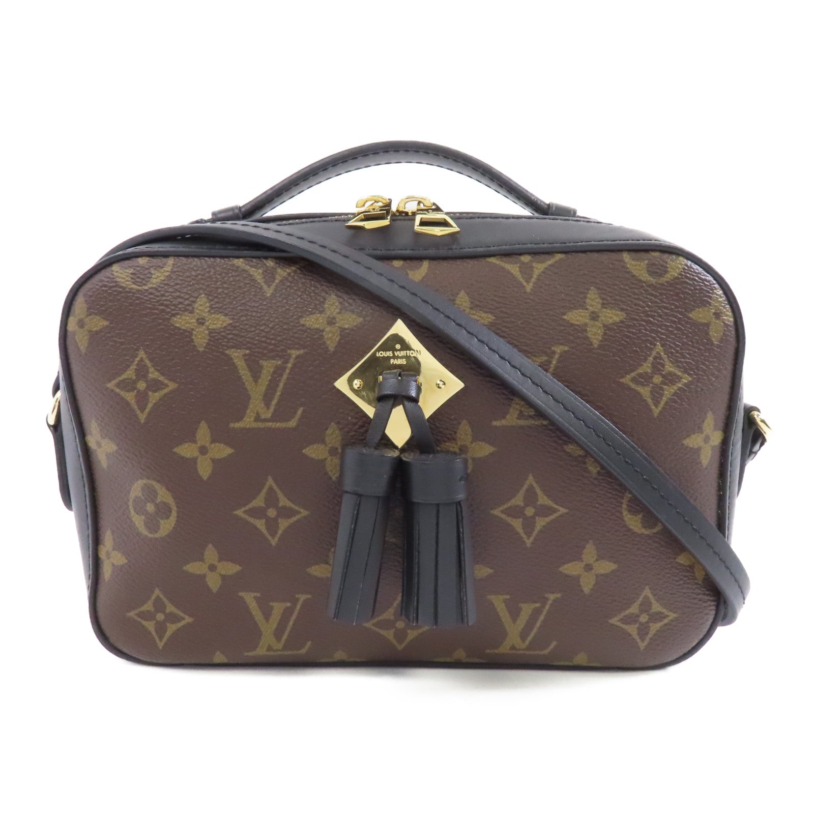 LOUIS VUITTON Monogram Saintonge金扣手挽肩背兩用袋啡色/黑色